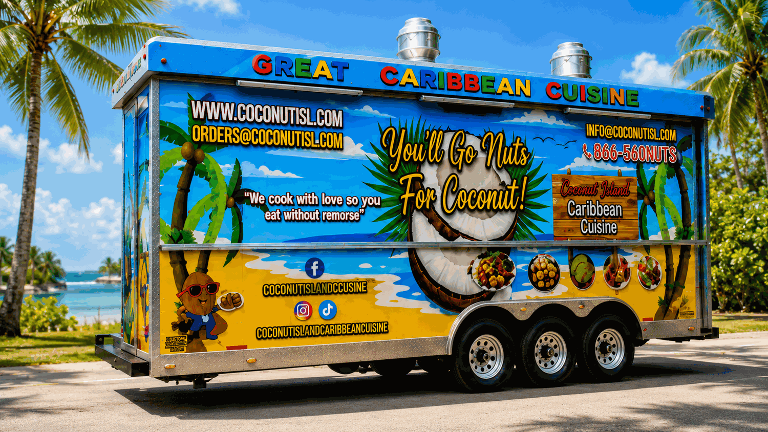 Coconut Island Caribbean Cuisine actual food trailer